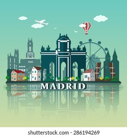 Modern Madrid City Skyline Design. Spain