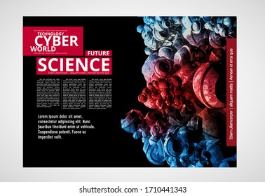 Modern magazine with 3D rendering technology concept easy to editable