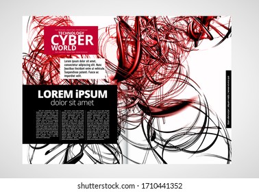 Modern magazine with 3D rendering technology concept easy to editable