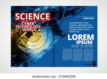 Modern magazine with 3D rendering technology concept easy to editable