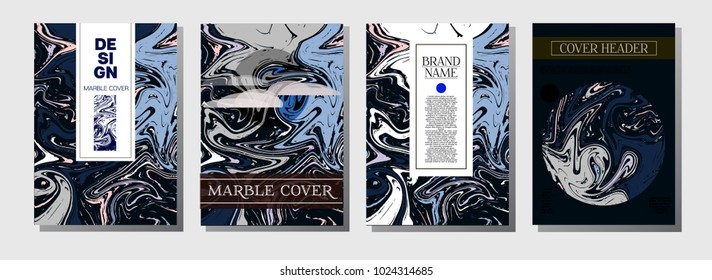 Modern Magazine Cover Template. Artistic Invitation, Cool Marble Texture Paper Page. Japanese Liquid Paint Style Corporate Identity. Glamour VIP Gift Certicifate Presentation Magazine Cover Design