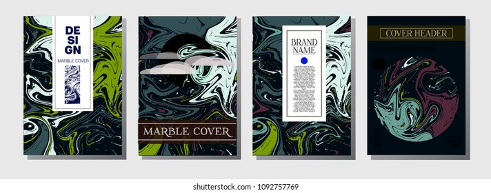 Modern Magazine Cover Template. Business Invitation, Cool Marble Product Design. Corporate Identity, Fluid Paint Ebru Background. Modern Gift Certicifate Presentation, Magazine Cover Design
