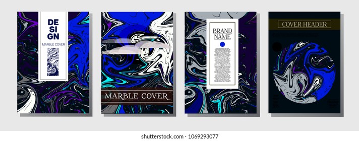 Modern Magazine Cover Template. Trendy Invitation, Minimal Marble Texture Pattern. Corporate Identity Liquid Paint Colored Pattern. Modern Gift Certicifate Presentation, Magazine Cover Design
