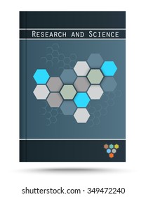 Modern magazine vector cover with hexagons for Science and Research