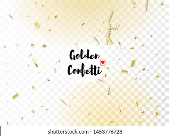 Modern Magic Glitter Confetti, Golden Foil Tinsel Trail. Cool Glamour Christmas, New Year, Birthday Party Holiday Banner. Horizontal Fairy Bokeh Background. Magic Glitter Confetti Tinsel