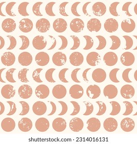 Modern magic seamless pattern with moon phases in boho style. Vector Astronomy Illustration. Perfect for fabric, scrapbooking, wallpaper, and kids' designs.