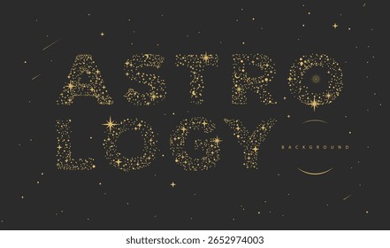 Modern magic witchcraft astrology background with glittering letters on space background. Vector illustration