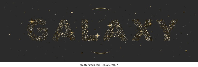 Modern magic witchcraft astrology background with glittering letters on space background. Vector illustration
