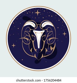 Modern magic witchcraft card with astrology Capricorn zodiac sign. Capricorn logo design