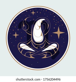 Modern magic witchcraft card with astrology Scorpio zodiac sign. Scorpion logo design