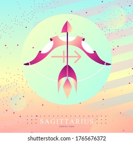 Modern magic witchcraft card with astrology Sagittarius zodiac sign. Bow and arrow illustration