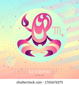 Modern magic witchcraft card with astrology Scorpio zodiac sign. Scorpion logo design