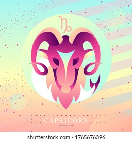 Modern magic witchcraft card with astrology Capricorn zodiac sign. Capricorn logo design