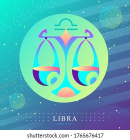 Tarjeta de brujería mágica moderna con signo de astrología Libra zodiac. Diseño del logotipo de Scales