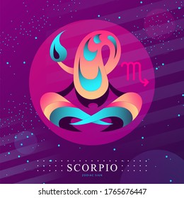 Modern magic witchcraft card with astrology Scorpio zodiac sign. Scorpion logo design