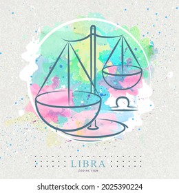 Moderne Hexenkarte mit Astrologie Libra zodiac Schild. Logo-Design skalieren