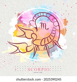 Modern magic witchcraft card with astrology Scorpio zodiac sign. Scorpion logo design