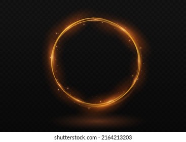 Modern magic witchcraft circle with runes. Ethereal fire portal sign with strange flame spark. Decor elements for magic doctor, shaman, medium. Luminous trail effect on transparent background.  svg