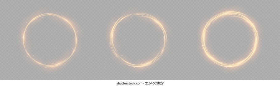 Modern magic witchcraft circle with runes. Ethereal fire portal sign with strange flame spark. Decor elements for magic doctor, shaman, medium. Luminous trail effect on transparent background.  svg
