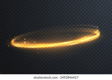 Modern magic witchcraft circle with runes. Ethereal fire portal sign with strange flame spark. Decor elements for magic doctor, shaman, medium. Luminous trail effect on transparent background.