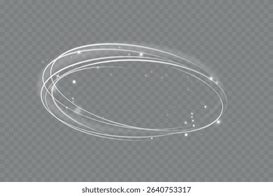 Modern magic witchcraft circle with runes. Ethereal fire portal sign with strange flame spark. Decor elements for magic doctor, shaman, medium. Luminous trail effect on transparent background. 