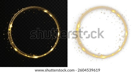 Modern magic witchcraft circle with runes. Ethereal fire portal sign with strange flame spark. Decor elements for magic doctor, shaman, medium. Luminous trail effect on transparent background.