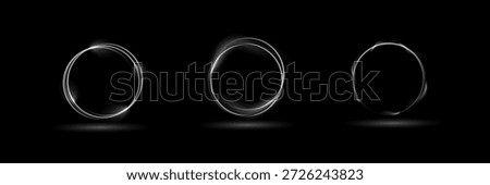 Modern magic witchcraft circle with runes. Ethereal fire portal sign with strange flame spark. Decor elements for magic doctor, shaman, medium. Luminous trail effect on transparent background.