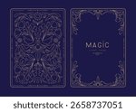 Modern magic witchcraft frames with floral elements and ornament. Decorative floral back and face card design. Vector illustration