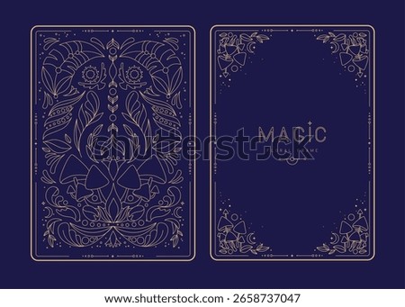 Modern magic witchcraft frames with floral elements and ornament. Decorative floral back and face card design. Vector illustration