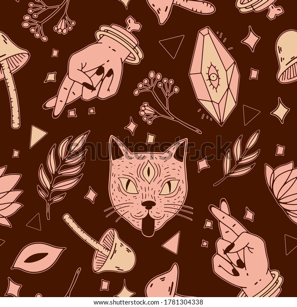 Modern Magic Witchcraft Vector Seamless Pattern Stock Vector (Royalty ...