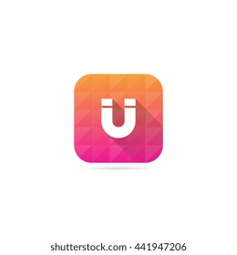 Modern Magnet Icon With Long Shadow