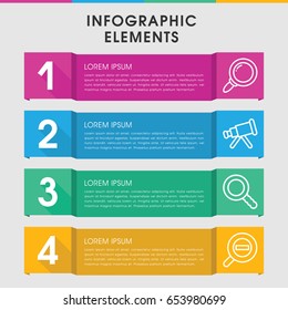 Modern magnification infographic template. infographic design with magnification icons includes search. can be used for presentation, diagram, annual report, web design.