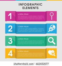 Modern magnifier infographic template. infographic design with magnifier icons includes heart search. can be used for presentation, diagram, annual report, web design.