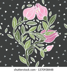 Modern magnolia vector seamless pattern