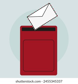 Modern mail concept. Red mailbox with envelope. Communication Vector illustration.