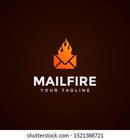 Modern Mail and Fire Logo Design Template