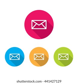 Modern Mail Icons With Long Shadow
