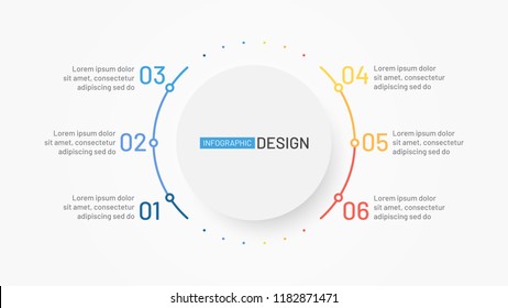 Modern Main Idea Design For Infographics. Business Concept With 6 Options, Processes, Circle. Vector Illustration.