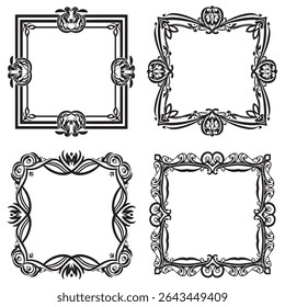 Modern and Majestic Art Deco Vintage Decorative Floral Border Vector Set Packs
