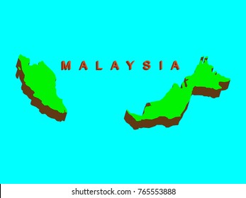 Modern Malaysia 3d Map on blue background.Vector illustration EPS 10