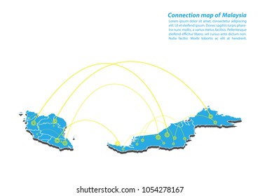 Modern of malaysia Map connections network design, Best Internet Concept of malaysia map business from concepts series, map point and line composition. Infographic map. Vector Illustration.