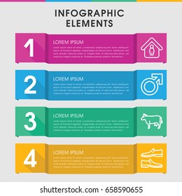 Modern male infographic template. infographic design with male icons includes cow, male, man shoe. can be used for presentation, diagram, annual report, web design.
