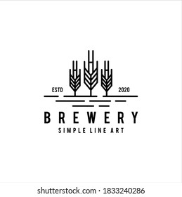 Modern Malt Line Art Logo Design for Ale Beer Brewery