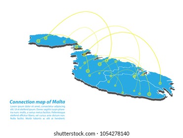 Modern of malta Map connections network design, Best Internet Concept of malta map business from concepts series, map point and line composition. Infographic map. Vector Illustration.