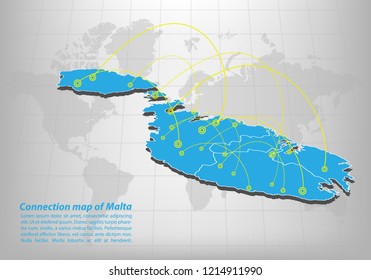 Modern of malta Map connections network design, Best Internet Concept of malta map business from concepts series, map point and line composition. Infographic map. Vector Illustration.