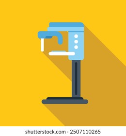 Modern mammography machine standing in a hospital room with yellow wall
