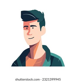 Modern man avatar smiling over white