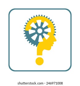 modern man sign with question mark and gear, vector