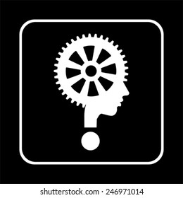 modern man sign with question mark and gear, vector
