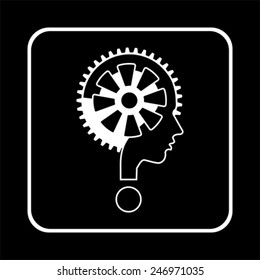 modern man sign with question mark and gear, vector
